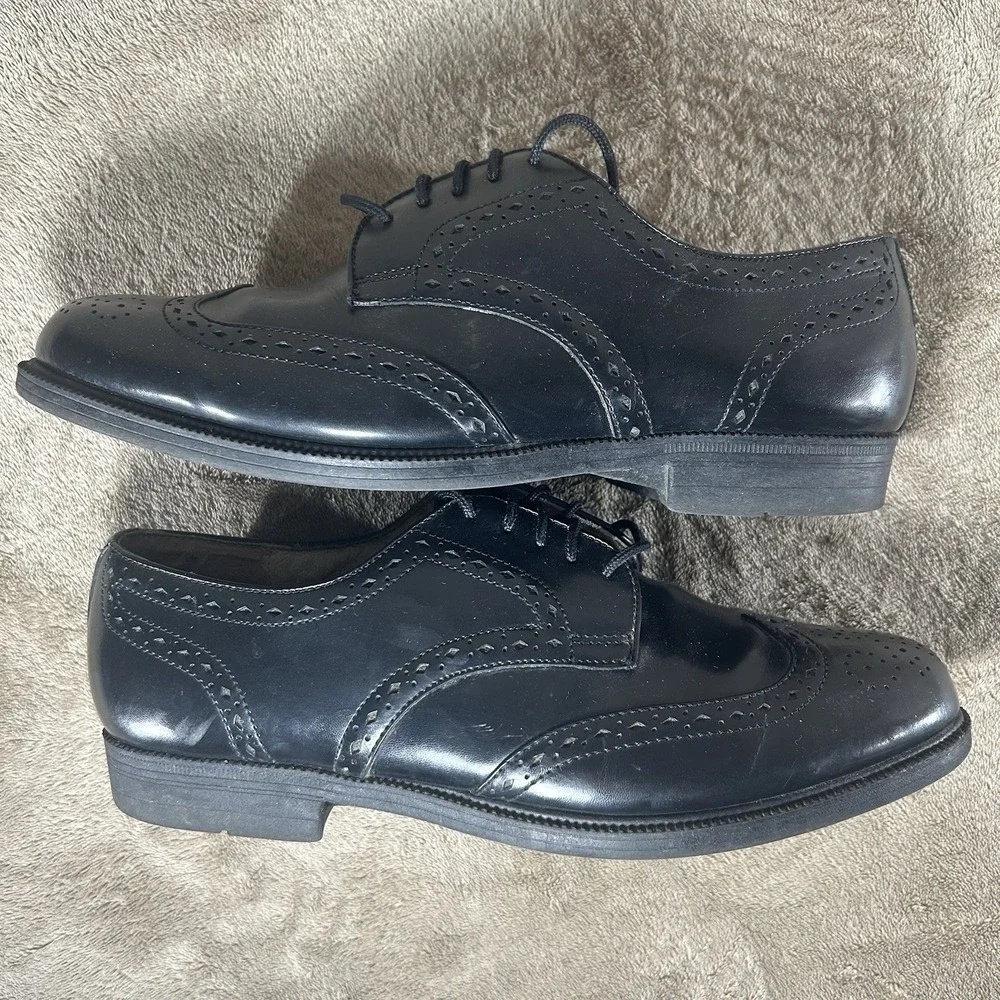Rare Vtg FMO Discontinued Mens 9.5 EEE Black Leather Wingtip Brogue Dress Shoes